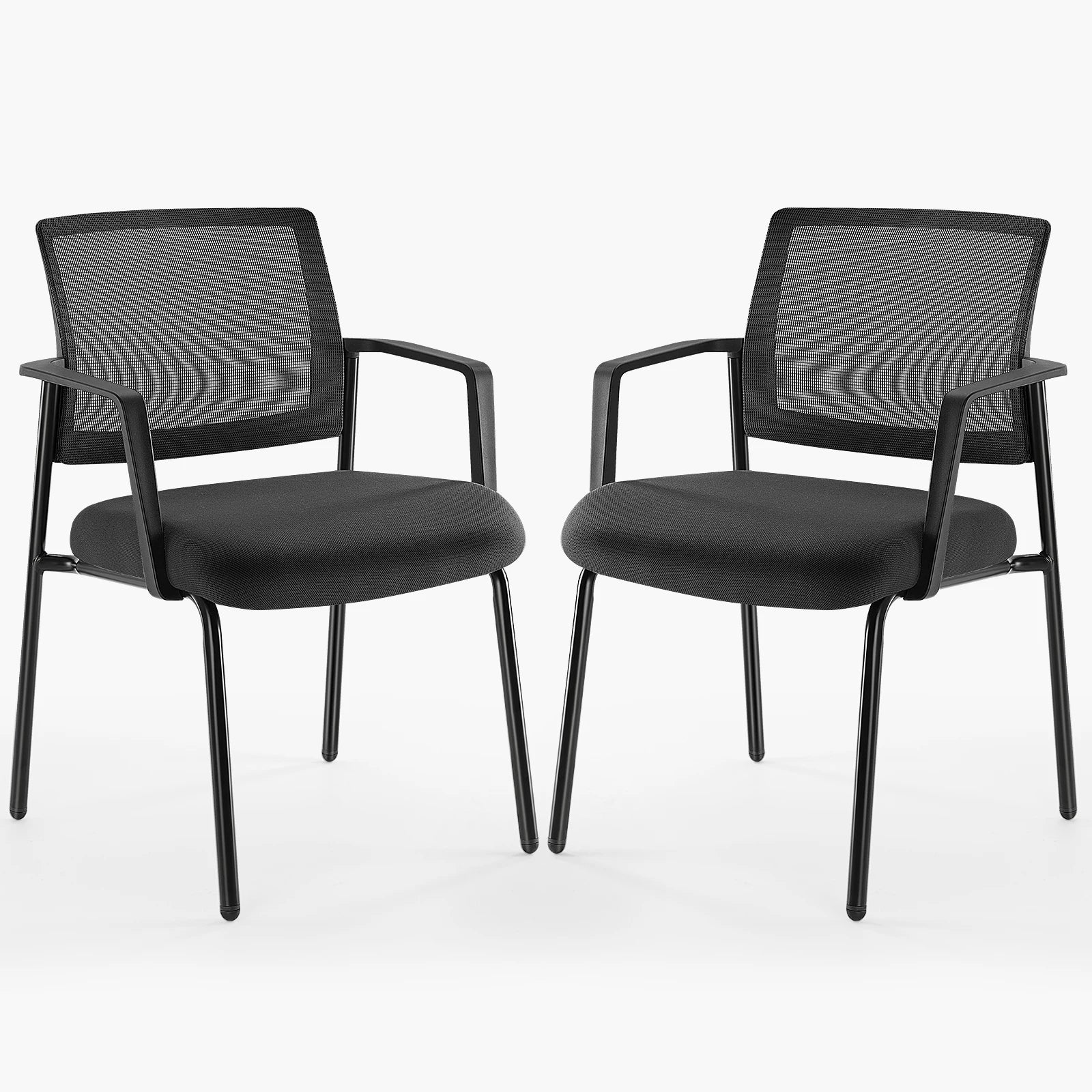 JHK Mesh Back Stacking Arm Chairs 2 Pack For Home and OfficeEasy to Use and Store Outdoor and Indoor Sturdy Metal Chairs