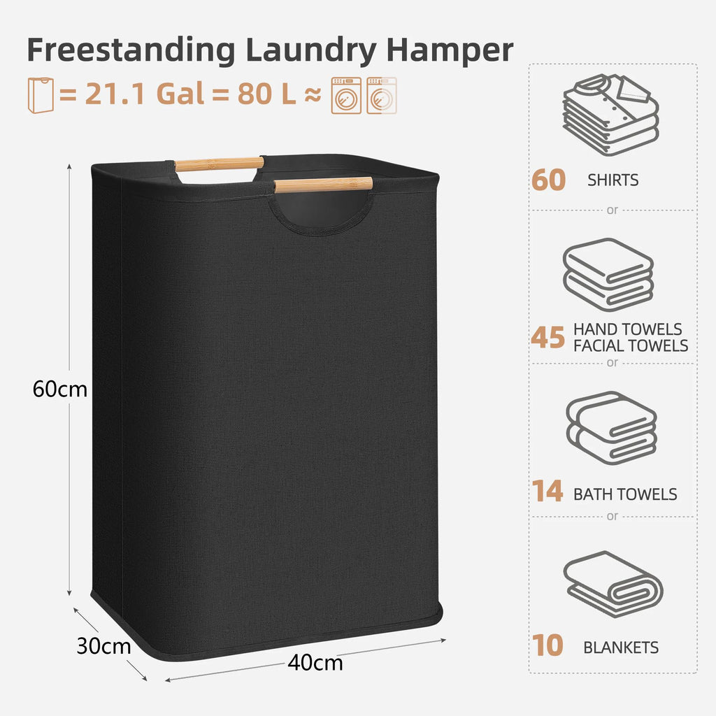 Large Capacity Laundry Basket Portable Dirty Clothes Storage Basket With Handle Black Durable Linen Foldable Laundry Basket