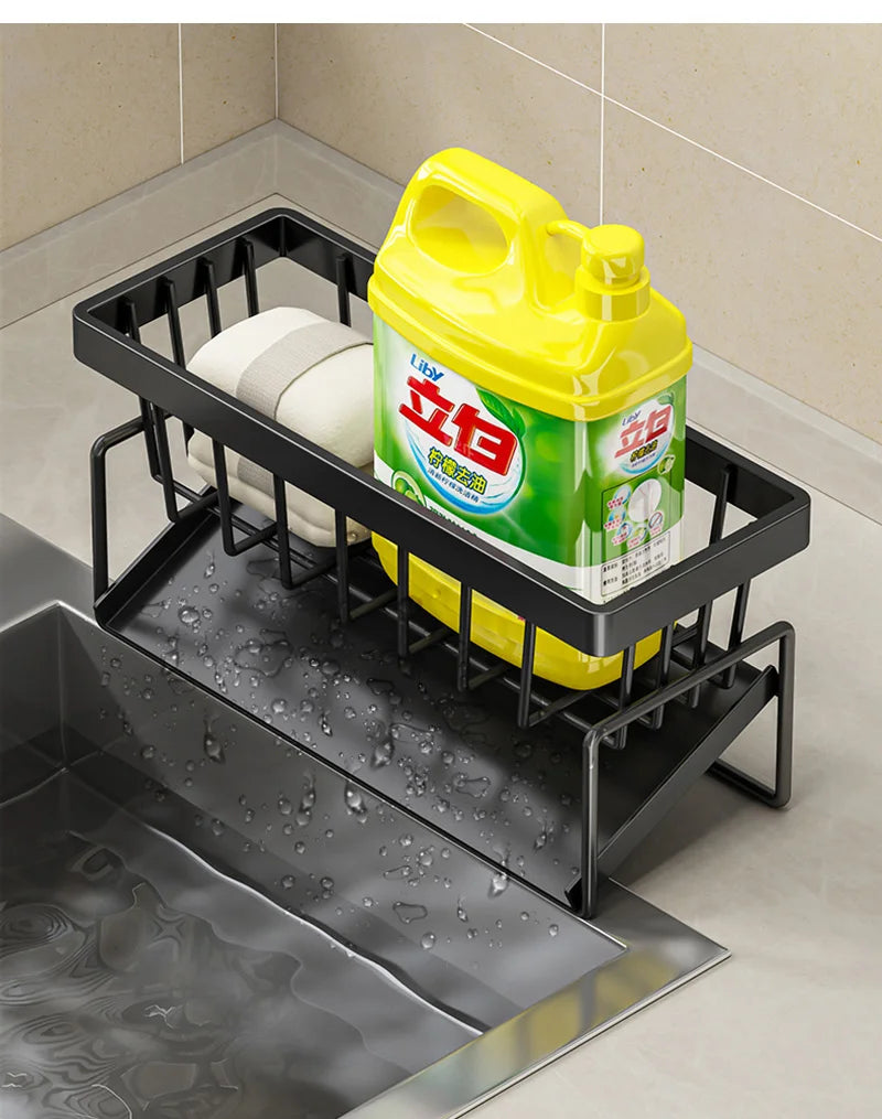 Sink Cleaning Tools Storage Rack Kitchen Multifunctional Stainless Steel Drain Rack for Sponge Cleanser Organizer Rag Hanger