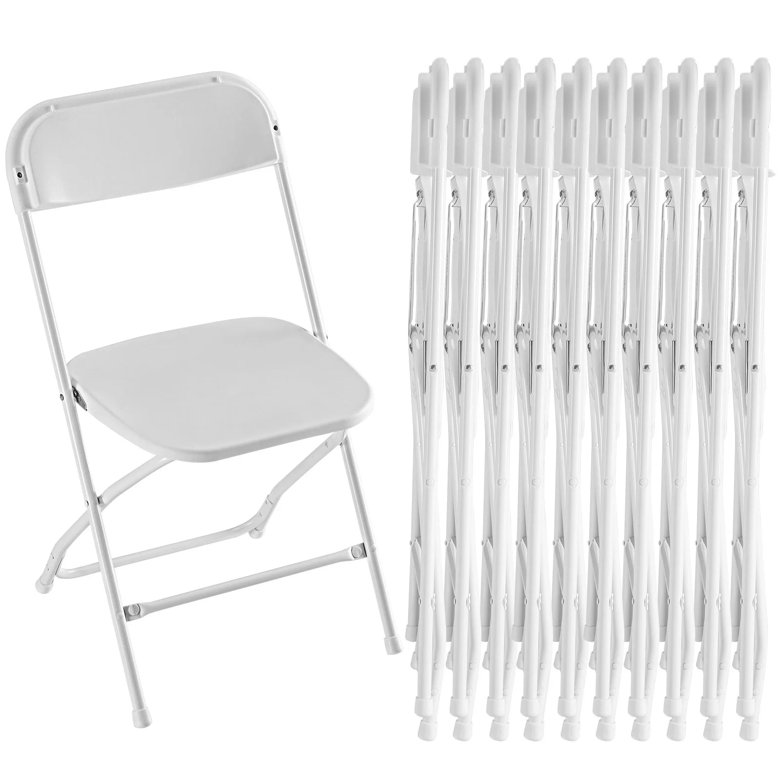 JHK Plastic Folding Chair 10 Pack 330LB Load Capacity Living Room Dinner Chairs Lightweight Portable Indoor/Outdoor Home Office