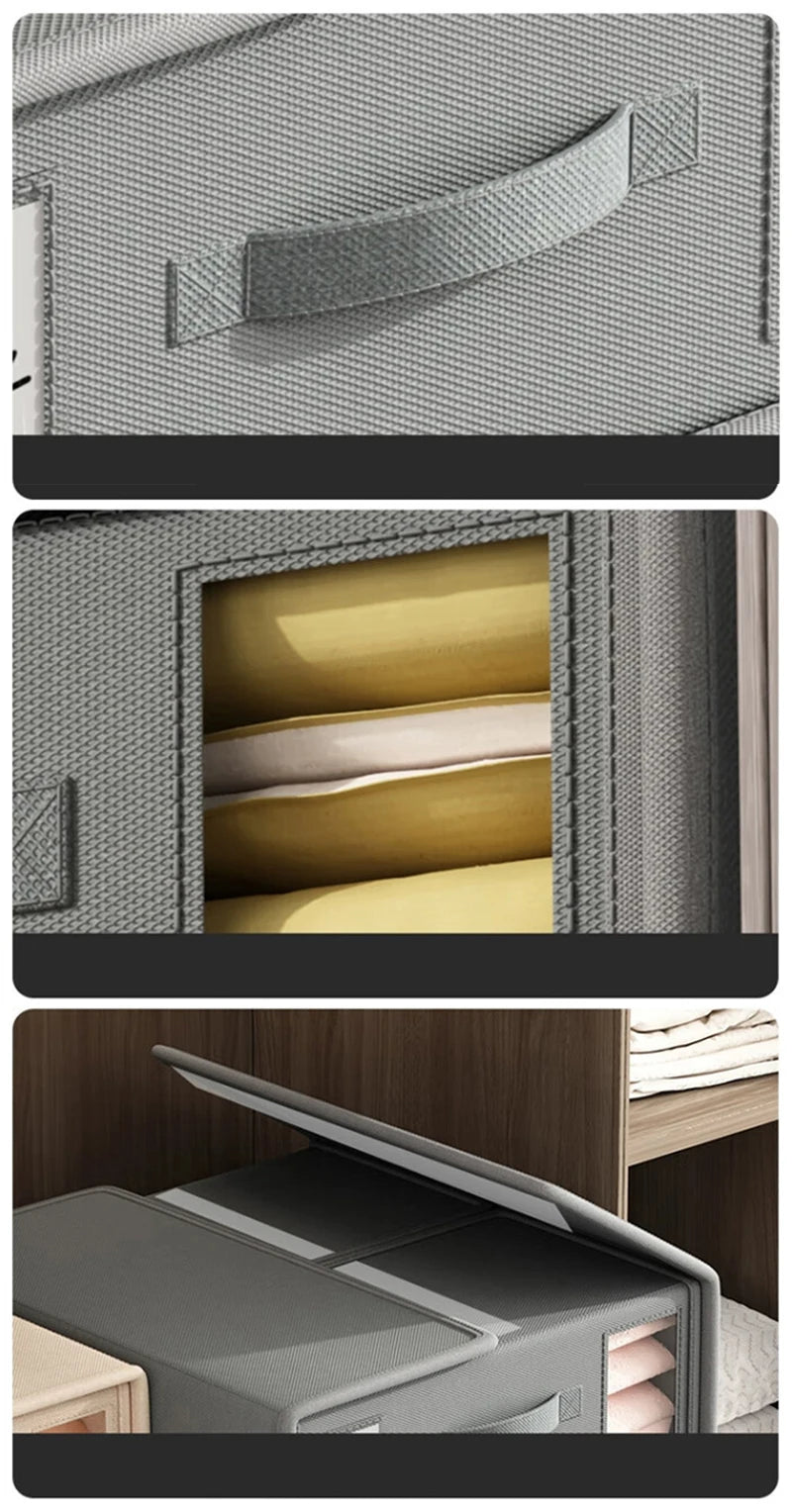 1pc Non-woven Fabric Bed Sheet Storage Box Foldable Clothes Storage Box Large-capacity Covered Storage Basket Wardrobe Organizer