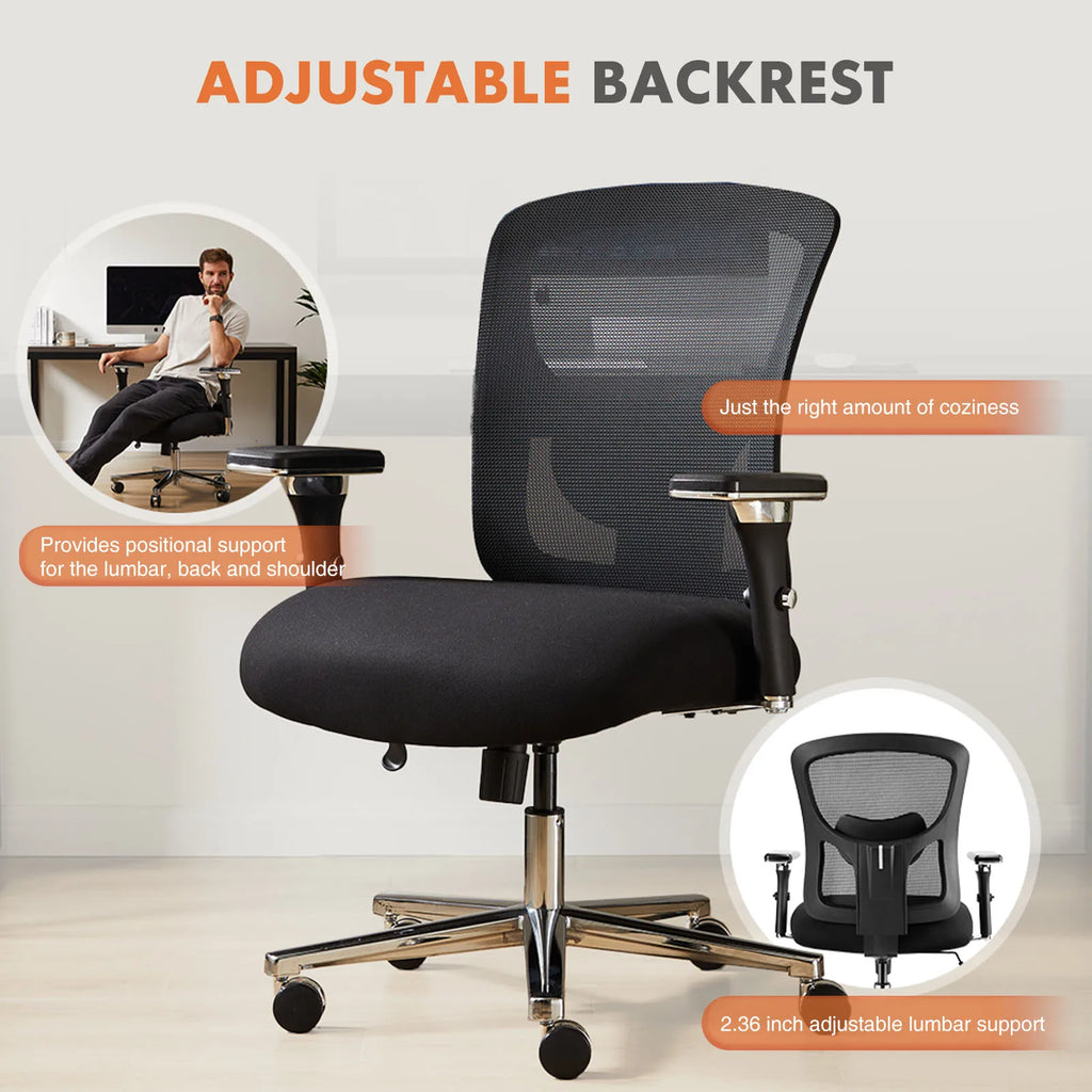 JHK 500lbs Heavy Duty Mesh Backrest Lumbar Support Office Chair Ergonomic Adjustable Height 4D Armrest Gaming Chairs for Home