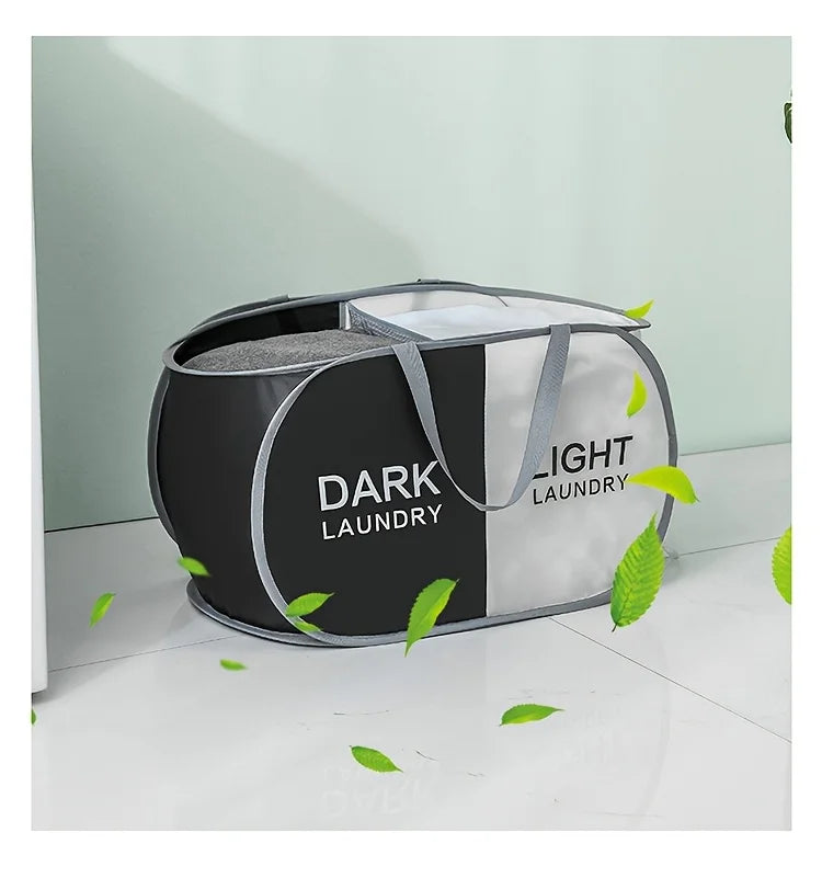 1pc Folding Classified Laundry Basket Breathable Separated Dirty clothes Storage Basket with Handle Large Capacity Laundry Bag