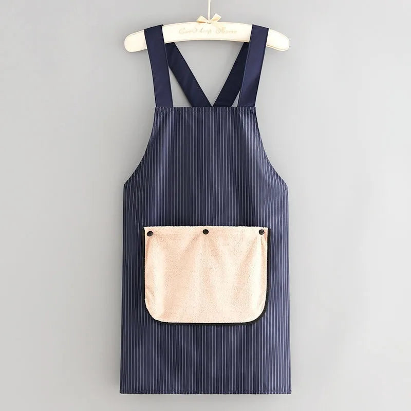 Kitchen Apron with Removable Hand Towel Waterproof Restaurant Cooking Sleeveless Apron Anti-fouling Baking Bibs 2025New