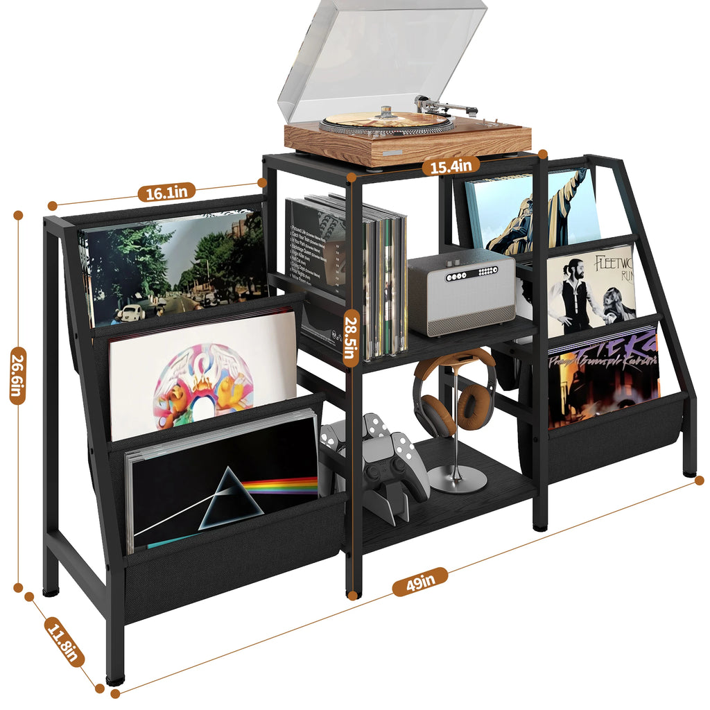 JHK 3-Tier AV Media Stand CD Rack Storage Cabinet with Sturdy Steel Shelves Collection DVD Organizer for Living Room Home Office