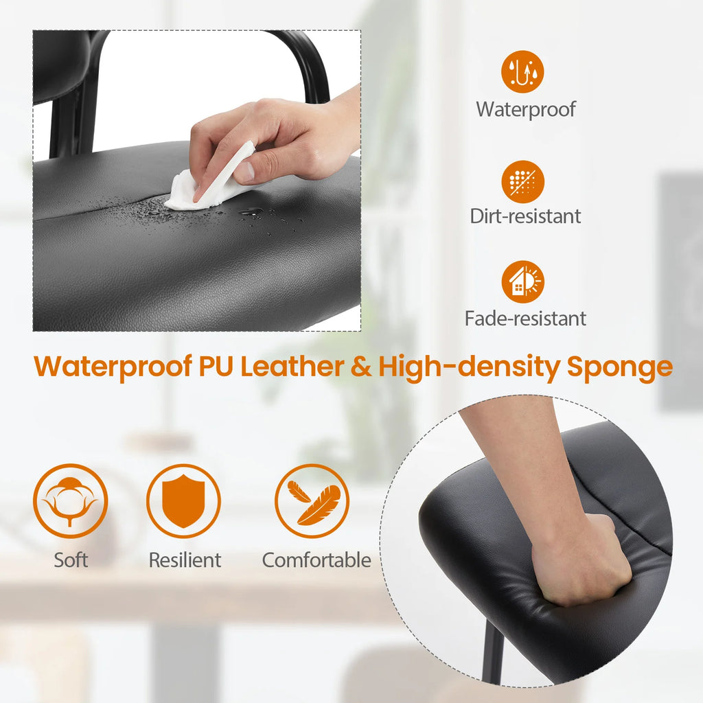 JHK Pu Leather Waiting Room Chair Comfy Guest Chairs with Padded Arms for Reception Conference Side Office Desk Home Furniture