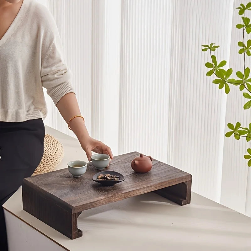 1pc Rectangle Wood Bed Table Trays with Foldable Legs,  Coffee Table & Tea Table, Painted, for Meditation, Sitting on The Floor