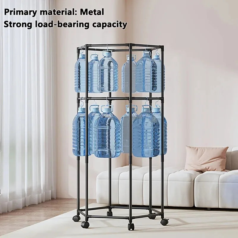 Mobile Metal Coat Rack with Wheels, Space Saving Clothes Drying Hanger Stand for Balcony Living Room Home