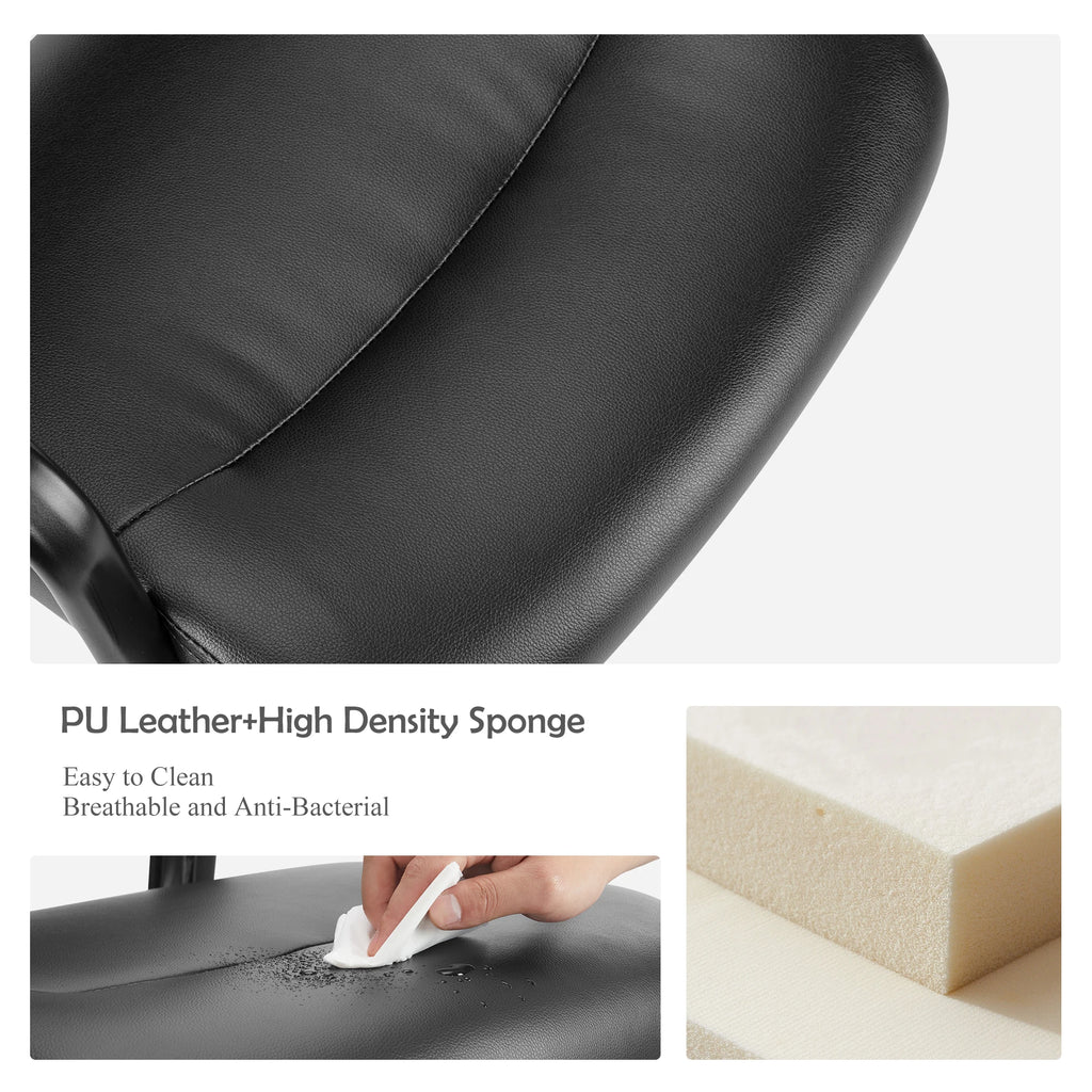 JHK Pu Leather Waiting Room Chair Comfy Guest Chairs with Padded Arms for Reception Conference Side Office Desk Home Furniture