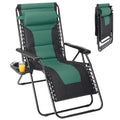 JHK Oversized Zero Gravity Cotton Padded Reclining Chair Foldable Lounge Chair with Adjustable Pillow Cup Holder For Patio