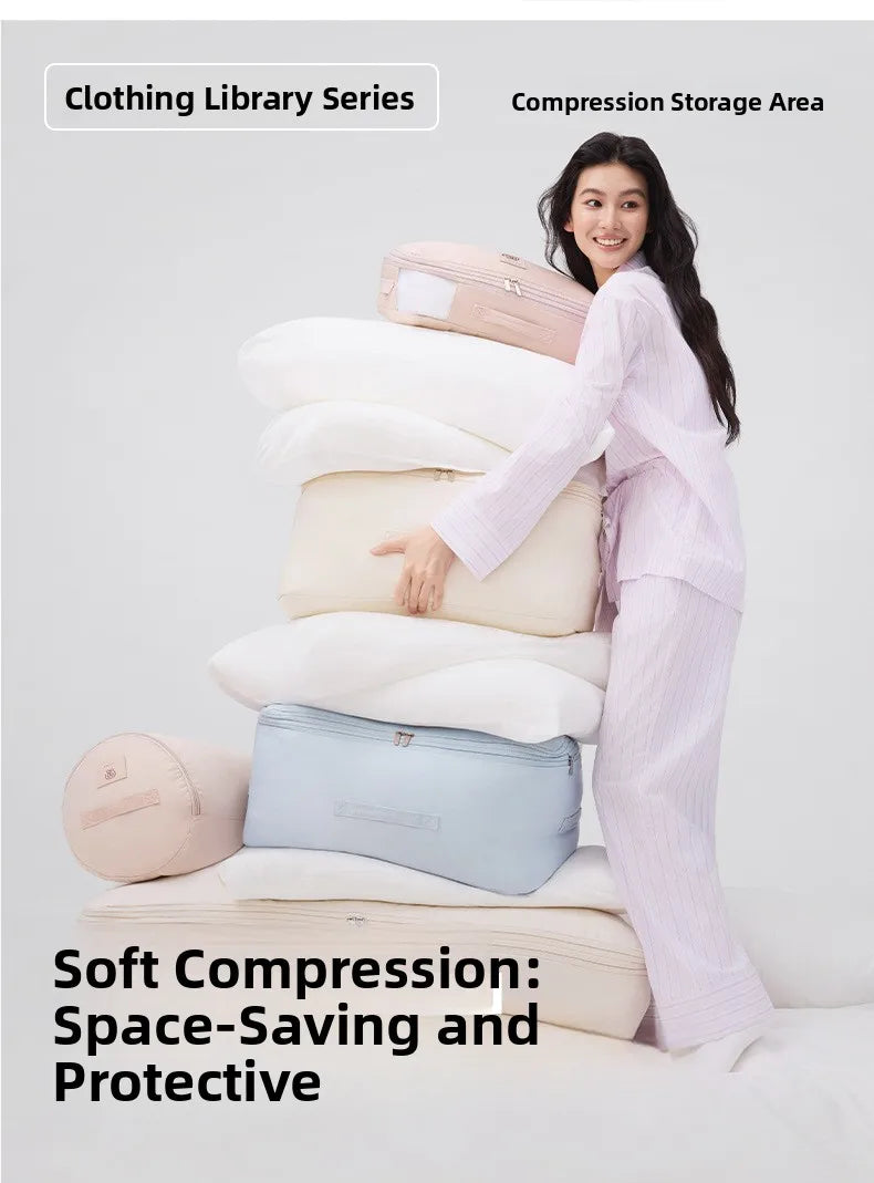 1pc Down Jacket Compressed Dust Cover Clothes Compression Hanging Bag Household Visible Clothes Storage Bag Wardrobe Organizer