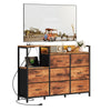 JHK Cabinet With 8 Fabric Drawers TV Stand Metal Frame With Charging Station Entertainment Center TV Storage Display Furniture