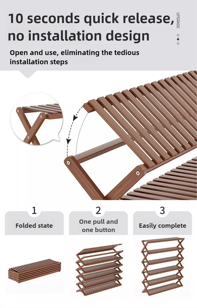 Portable Folding Shoe Rack, Required Space Saving Shoe Shelf for Dormitory Apartment Rental, Multi-Tier Shoe Organizer Storage