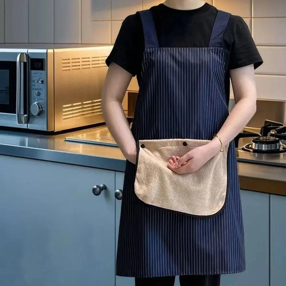 Kitchen Apron with Removable Hand Towel Waterproof Restaurant Cooking Sleeveless Apron Anti-fouling Baking Bibs 2025New