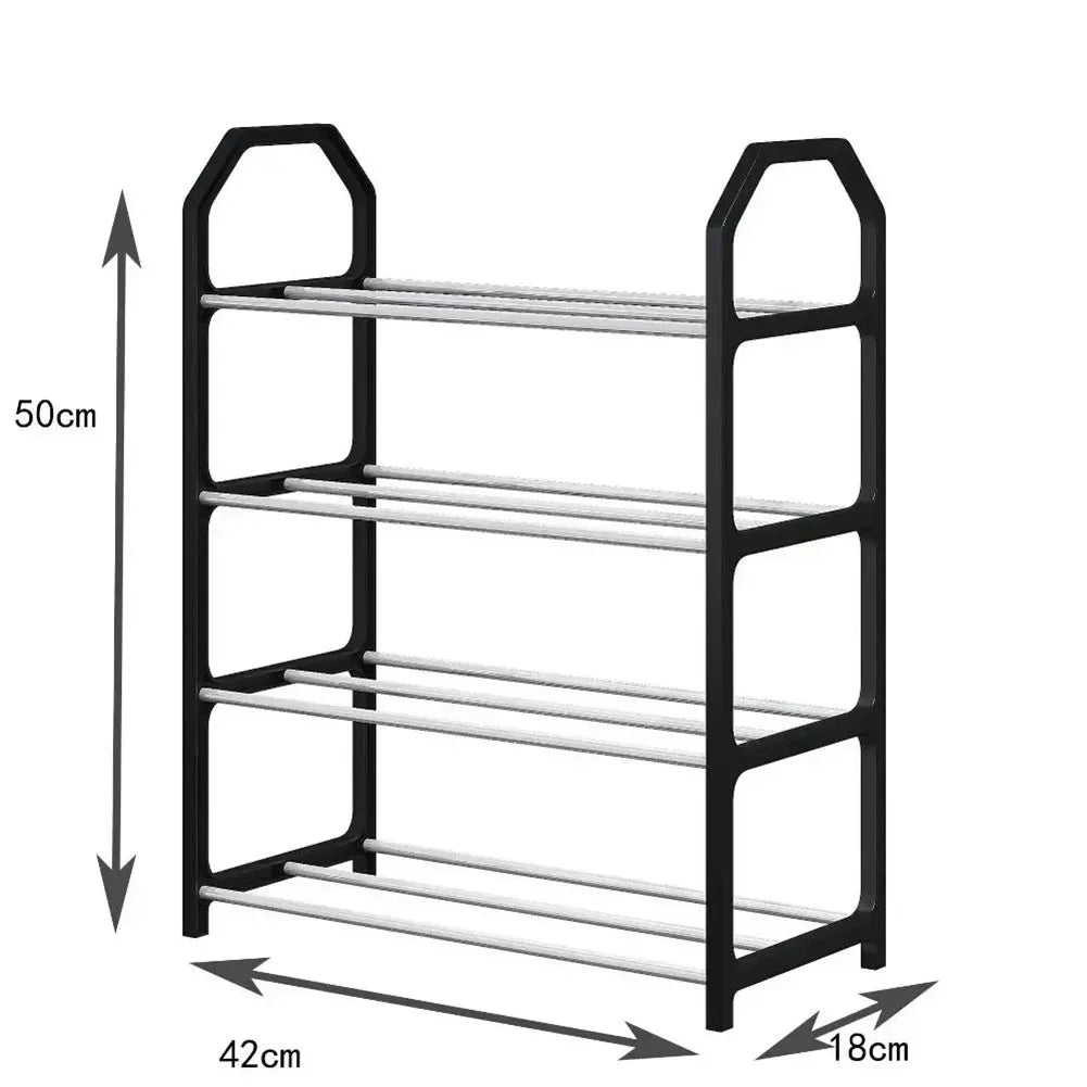 4-Layer Metal Shoe Rack Simple Shoe Shelf Footwear Organizer Stand Holder Large Capacity Shoe Shelf Living Room Storage