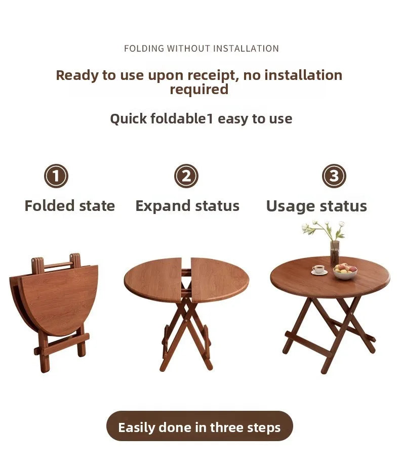 Sturdy Folding Dining Table - No Assembly Needed, Strong Stable Desk for Kitchen, Study & Office, round dining table,small table