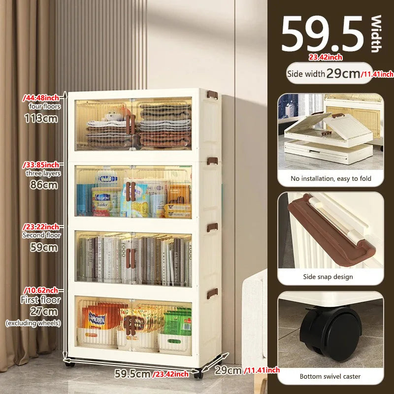 Foldable Plastic Storage Cabinet For Baby Clothes Multi Layered Closet