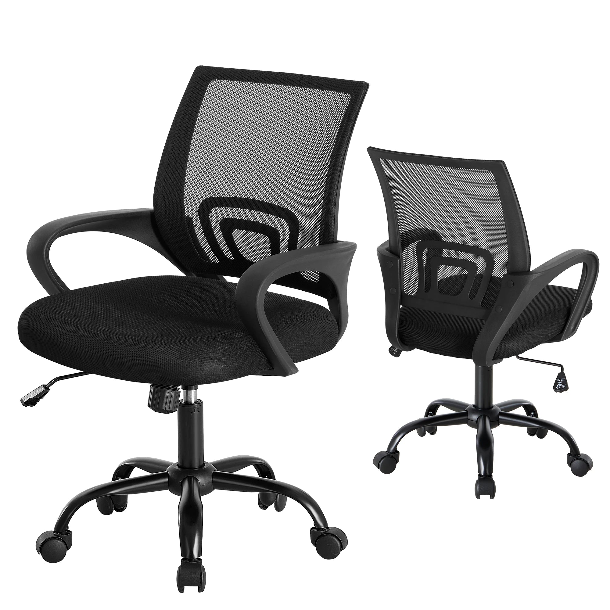 JHK Ergonomic Office Desk Gaming Chair Mid Back with Lumbar Support Rocking Mode Height Adjustable with Fixed Armrest For Office