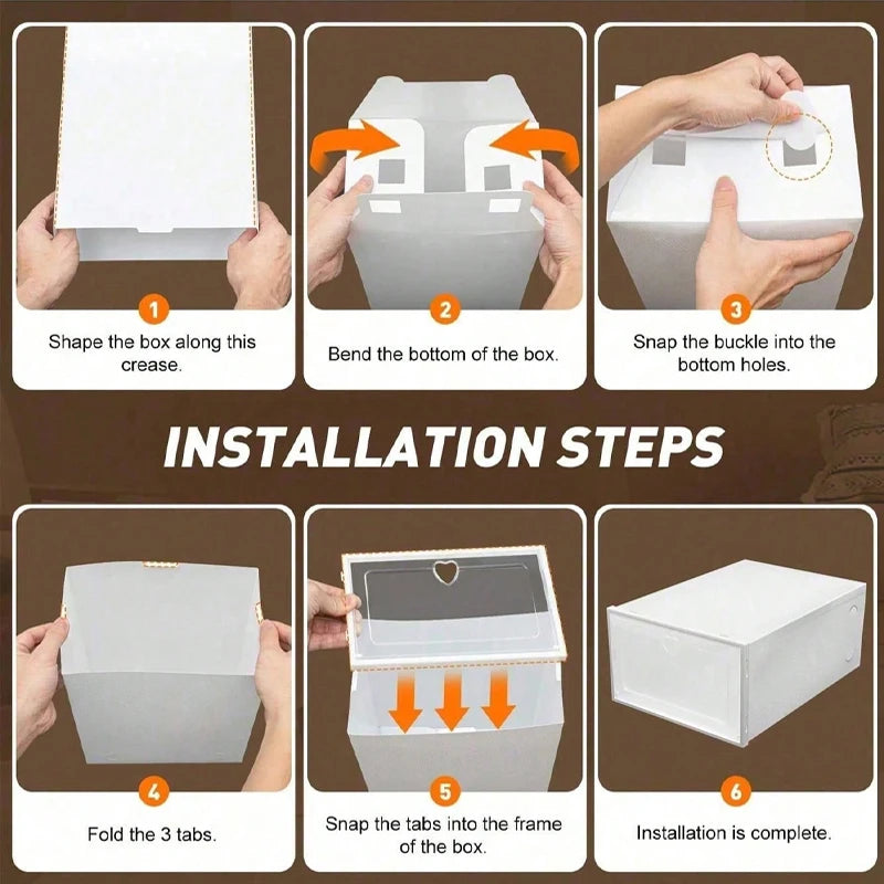 6/12 PCS Stackable Shoe Box With Flip Door - Suitable For Family Dormitory, Space Saving Transparent Storage Box