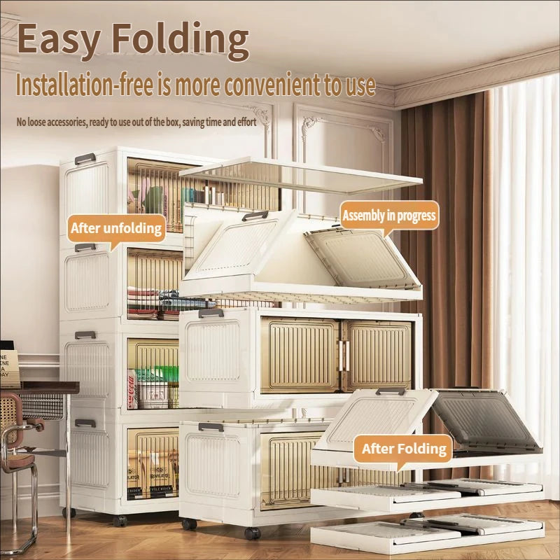 Foldable Plastic Storage Cabinet For Baby Clothes Multi Layered Closet