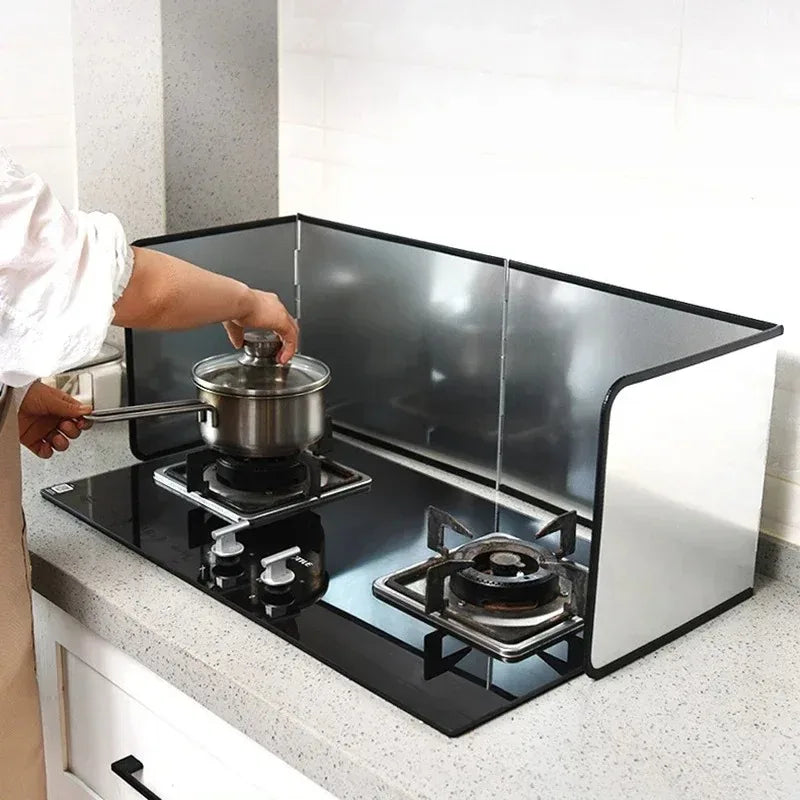 Galvanized Kitchen Splashback Guard Stove Oil Splash Shield Gas Cooker Anti-Grease Protective Board Heat Resistant Stovetop