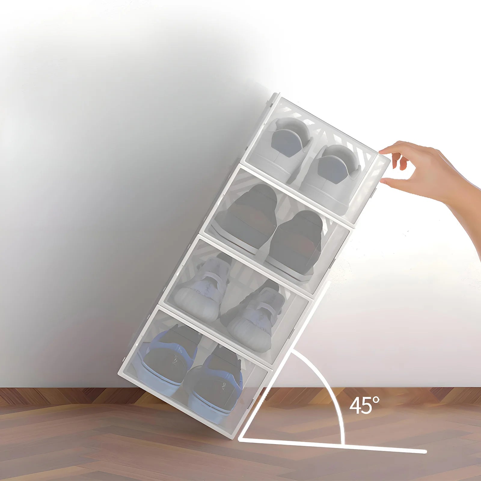 20 Pcs Shoe Storage Box Transparent PP Plastic Shoe Cabinet Moisture & Dust Proof Modern Organizer Black/White