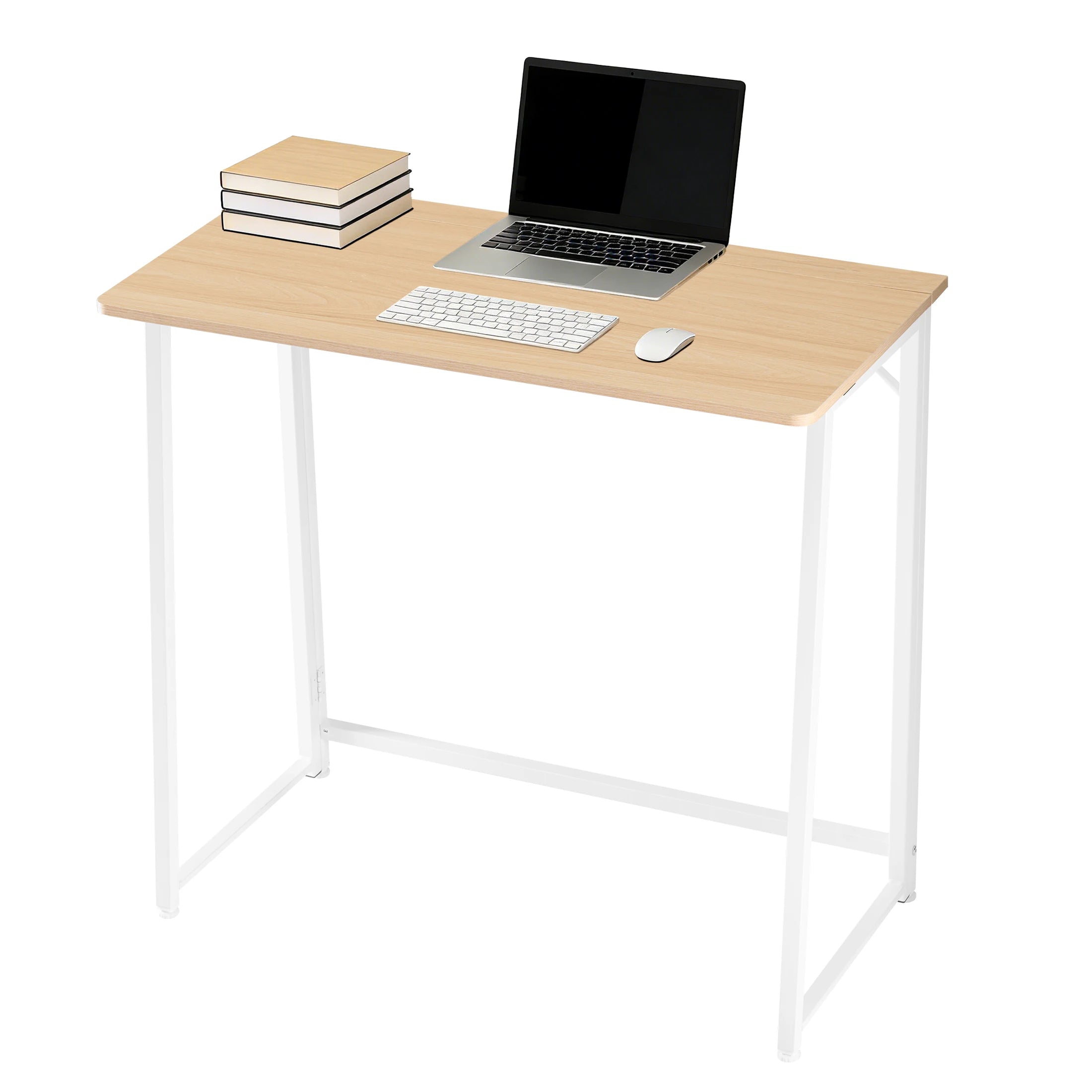 JHK Folding Office Computer Desk 31.5 Inch Metal Frame Easy Assembly Compact Foldable Writing Workstation For Home PC Table