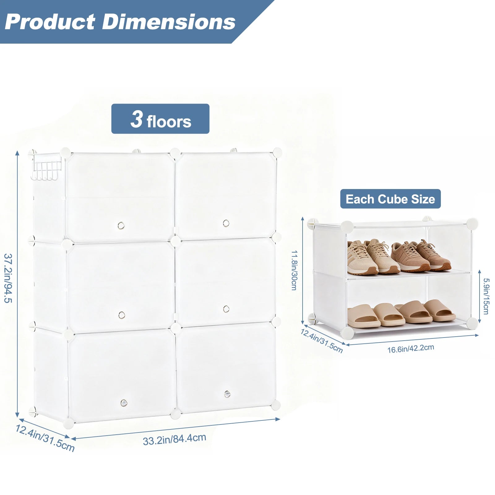 JHK 8-Tier Stackable Shoe Storage Cabinet with Door Plastic Multilayer Shoe Shelves Organize for Space Saving Cabinet Home