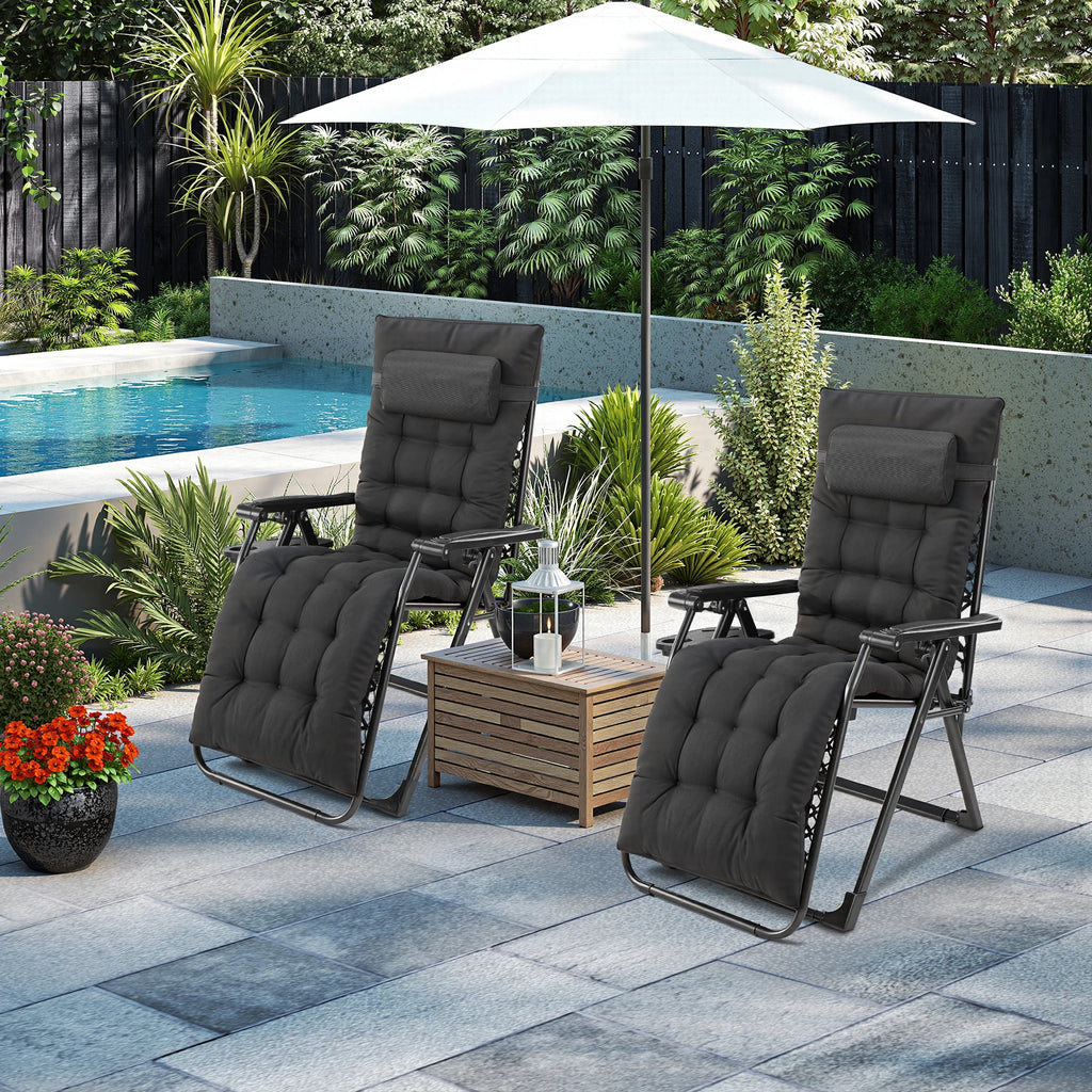 JHK Oversized Zero Gravity Cotton Padded Reclining Chair Foldable Lounge Chair with Adjustable Pillow Cup Holder For Patio
