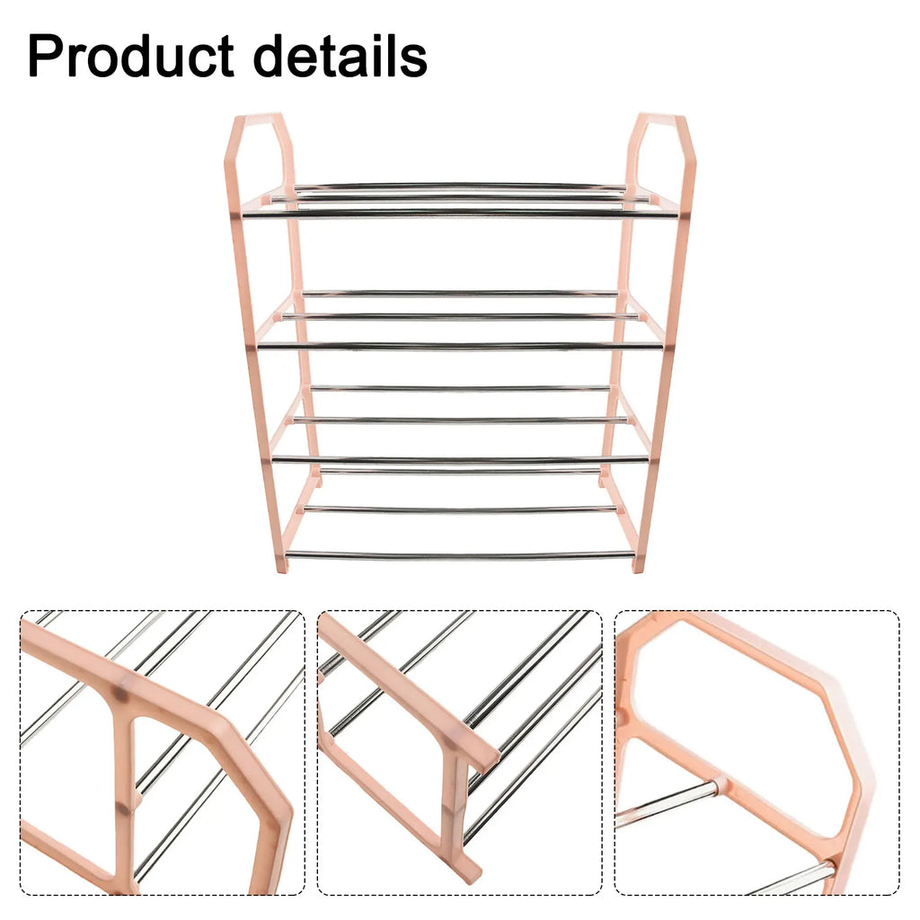 4-Layer Metal Shoe Rack Simple Shoe Shelf Footwear Organizer Stand Holder Large Capacity Shoe Shelf Living Room Storage