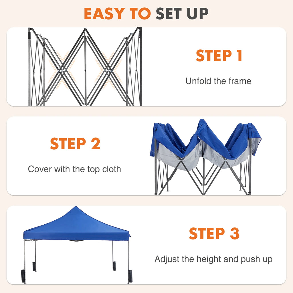 JHK 10x10ft Pop Up Outdoor Canopy Tent Easy Setup Shade Instant Portable Sun Shelter Canopy Tent with Sand Bags for Camping