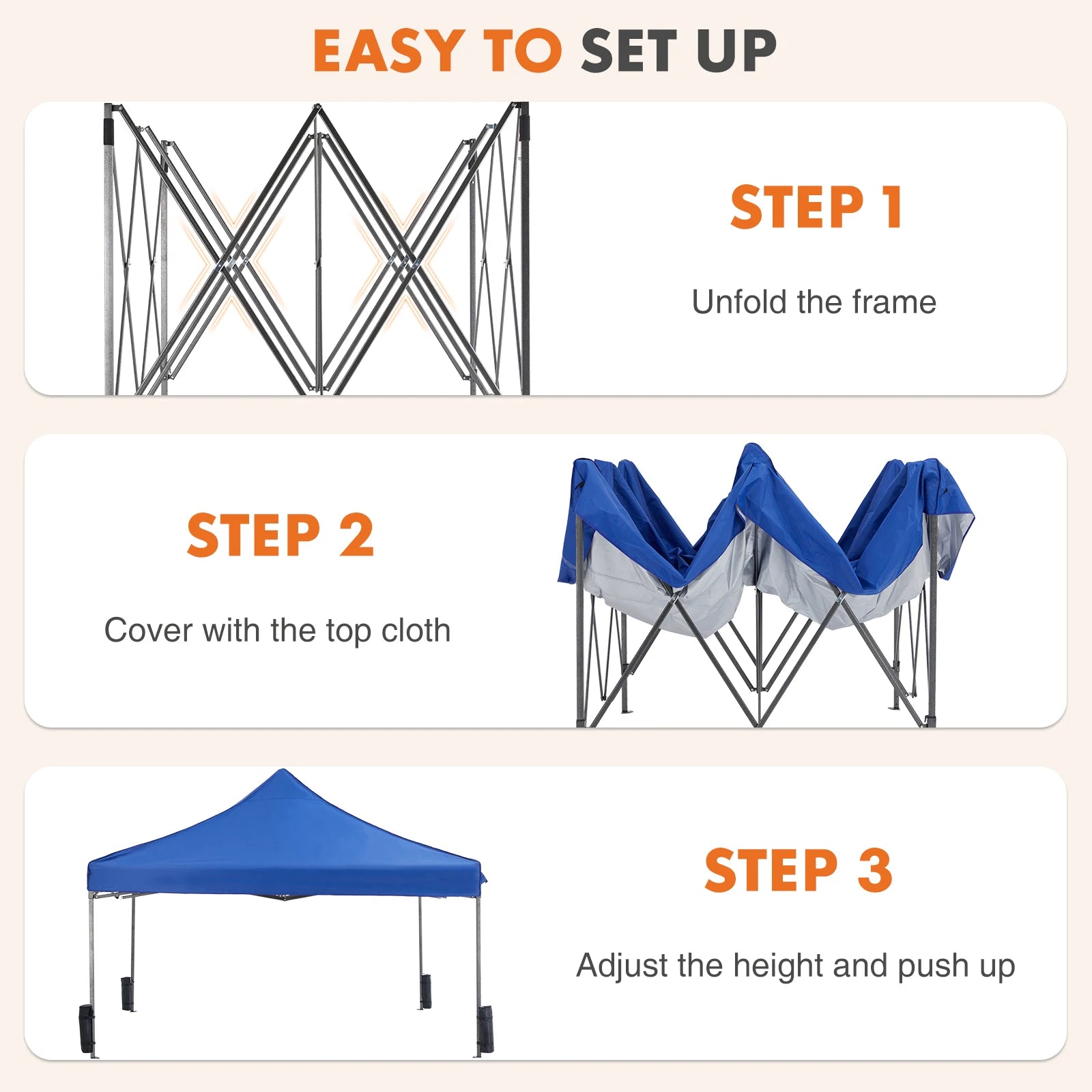 JHK 10x10ft Pop Up Outdoor Canopy Tent Easy Setup Shade Instant Portable Sun Shelter Canopy Tent with Sand Bags for Camping