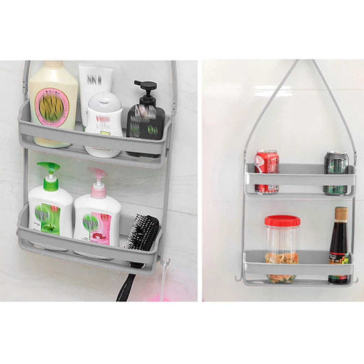 Hanging Bath Shelves Bathroom Shelf Organizer Nail-free Shampoo Holder Storage Shelf Rack Bathroom Basket Holder