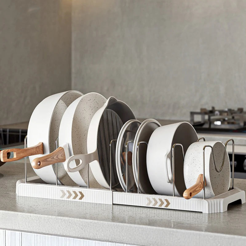 1pc Kitchen Retractable Storage Rack Multi-functional Cabinet Bowl Shelf Kitchen Pot Cookware Draining Rack Kitchen Organizer