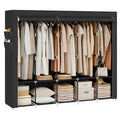 SONGMICS Portable Closet, Wardrobe Closet Organizer with Cover, 5 Hanging Rods and Shelves, 4 Side Pockets, 17.7 x 83 x 65.7 Inc