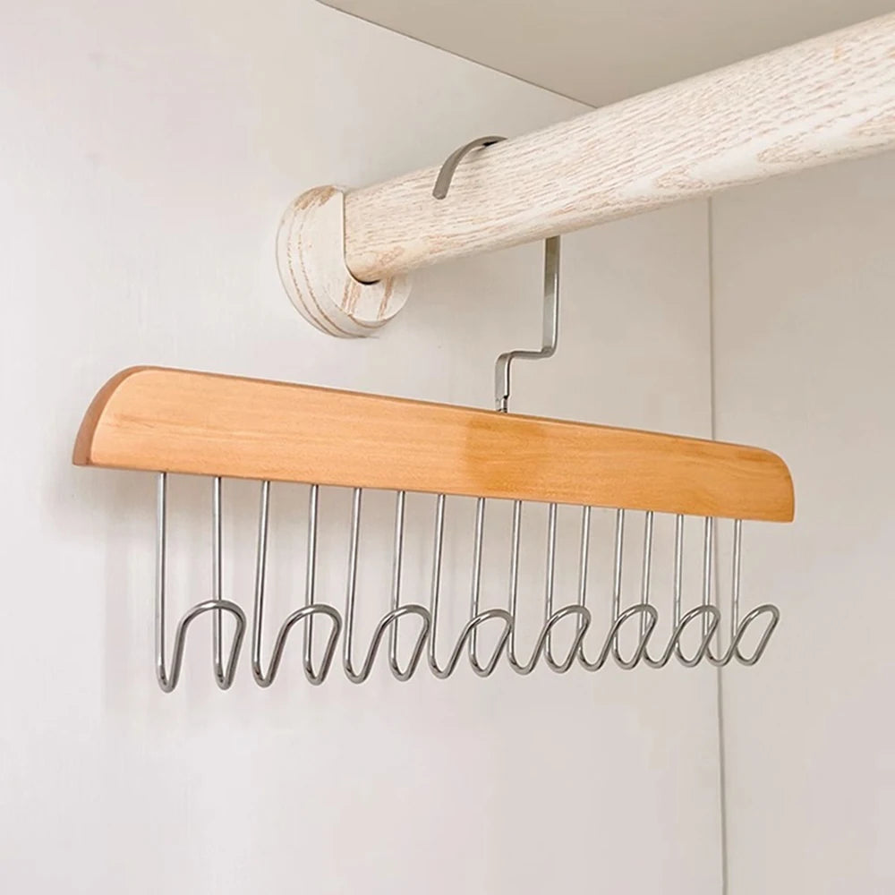 1/2 PCS Multi-functional Solid Wood Clothing Eight-hook Hanger Underwear Sling Belt Vests Silk Scarf Hooks Wardrobe Organizer