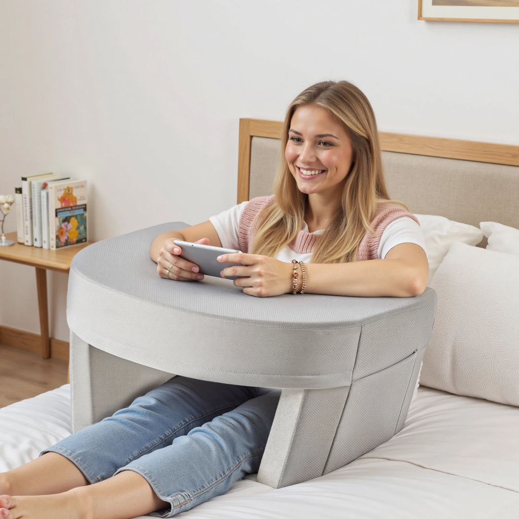 JHK Curved Memory Foam Reading Pillow Ergonomic Neck Pillow Ventilated Cooling Bed Pillow with Removable Washable Cover Comfort