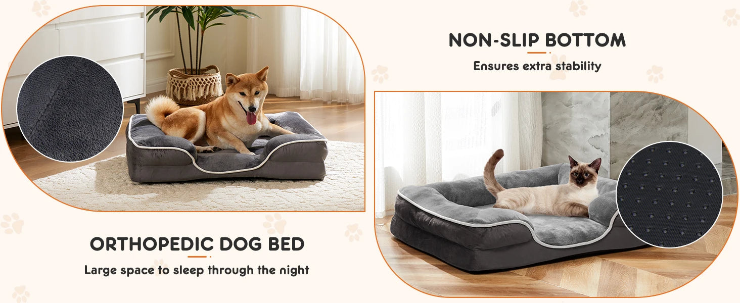 JHK Orthopedic Dog Bed Memory Foam Pet Bed for Small Dogs & Cats with Washable Removable Cover Non-Slip Base Waterproof Liner