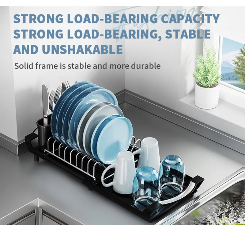 1pc Single-layer Draining Rack for Kitchen Bowls Dish Drainer Retractable Kitchen Desktop Storage Rack Kitchen Counter Organizer