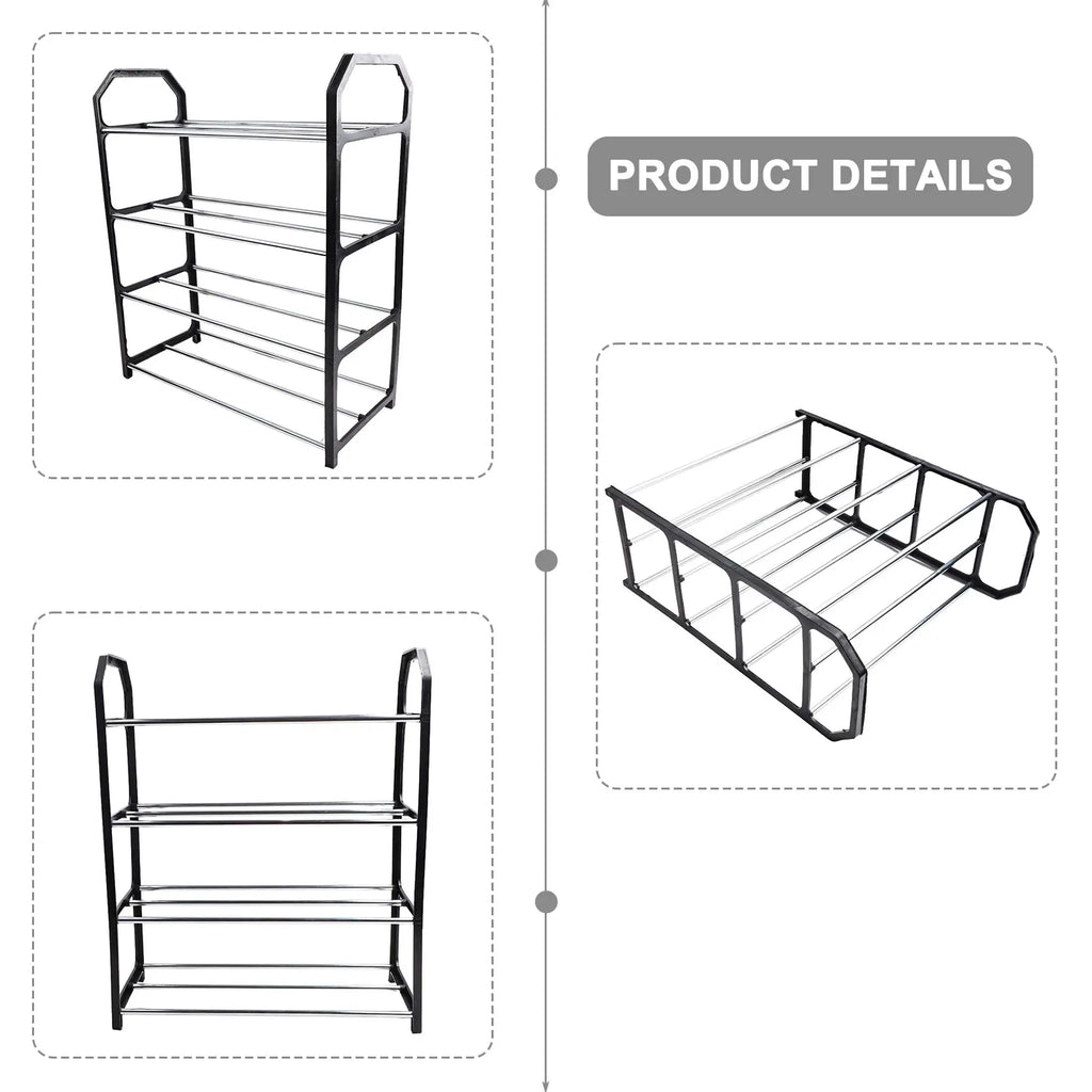 4-Layer Metal Shoe Rack Simple Shoe Shelf Footwear Organizer Stand Holder Large Capacity Shoe Shelf Living Room Storage