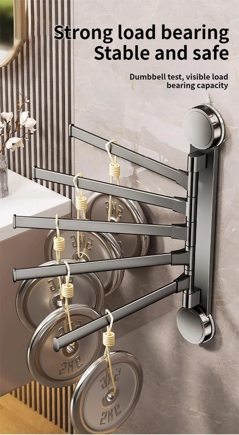 No Need To Drill Suction Cup rotating towel rack multi-bar folding rack towel rack Bathroom bath towel rack Kitchen storage rack