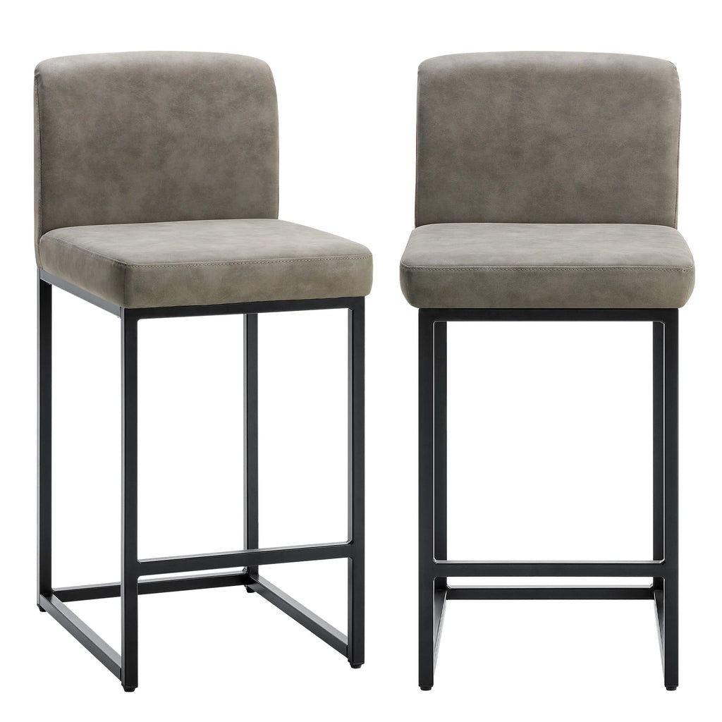 JHK PU Leather Counter Height Drawing Chair Set of 2 Ergonomic Counter Height Chairs with Metal Frame Padded Stools for Office