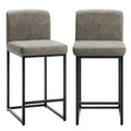 JHK PU Leather Counter Height Drawing Chair Set of 2 Ergonomic Counter Height Chairs with Metal Frame Padded Stools for Office