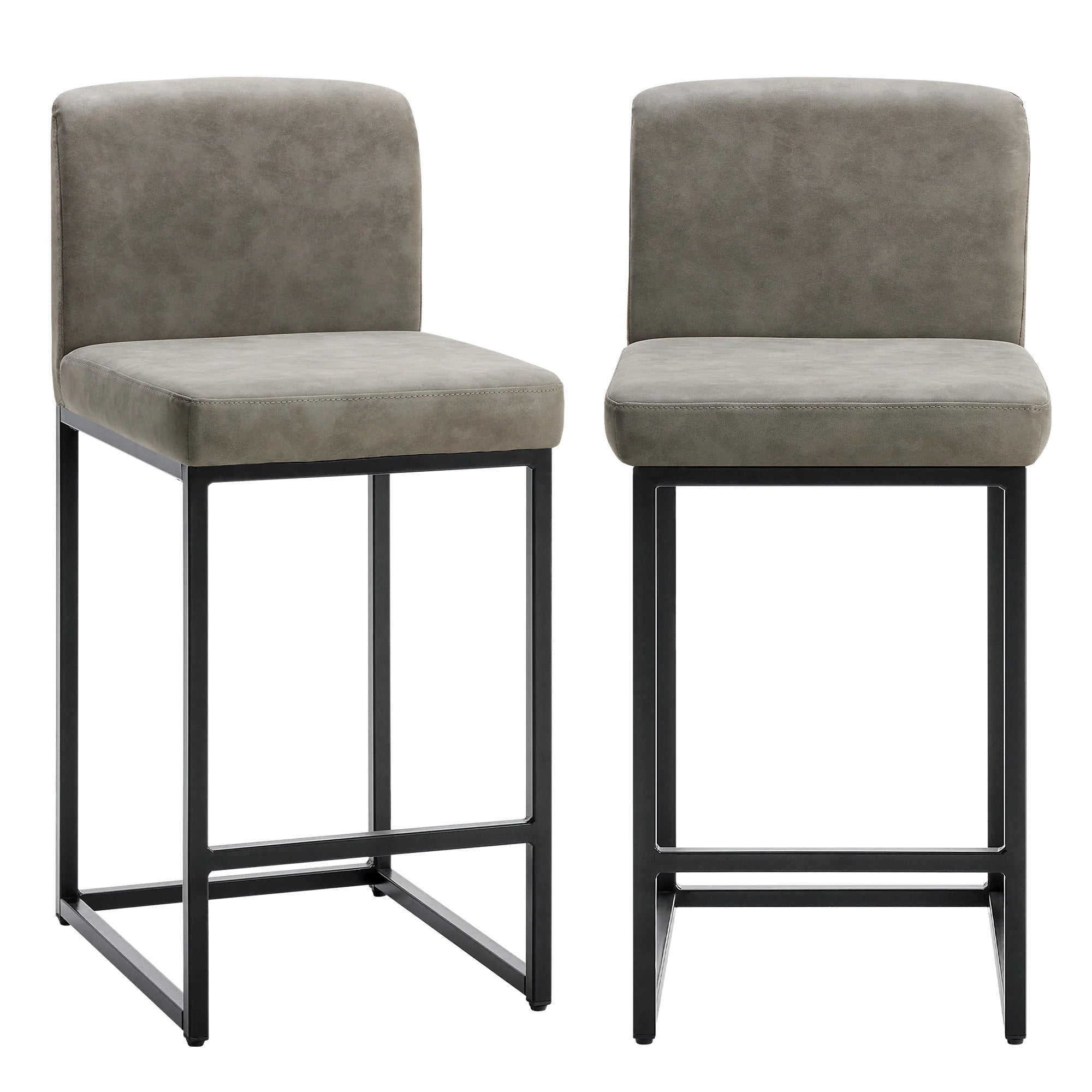 JHK PU Leather Counter Height Drawing Chair Set of 2 Ergonomic Counter Height Chairs with Metal Frame Padded Stools for Office