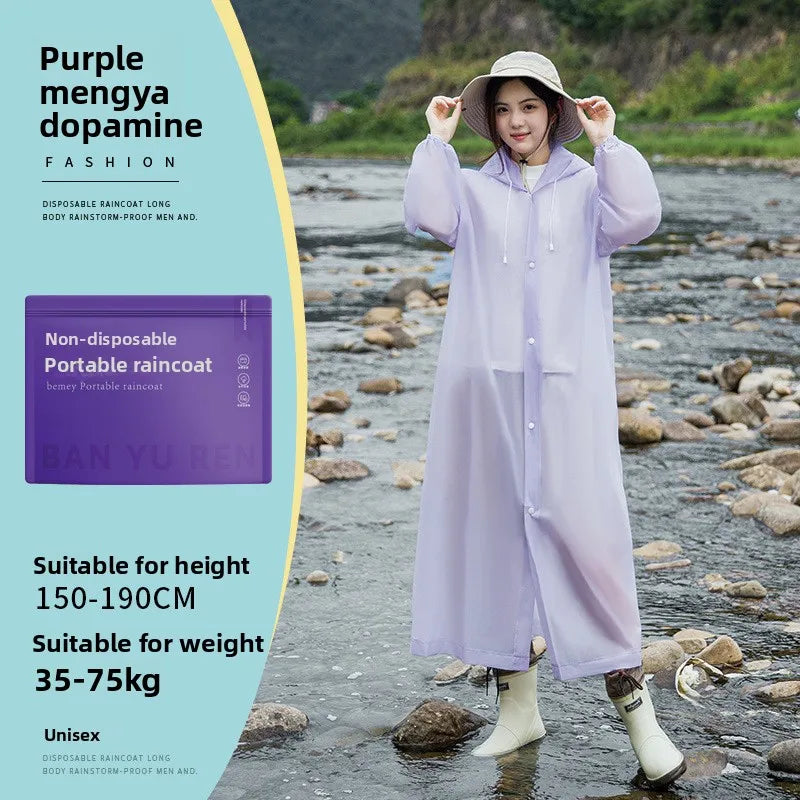 New Waterproof & Splash-Resistant Raincoat – Long Unisex EVA Raincoat with Hood for Travel, Camping, and Fishing