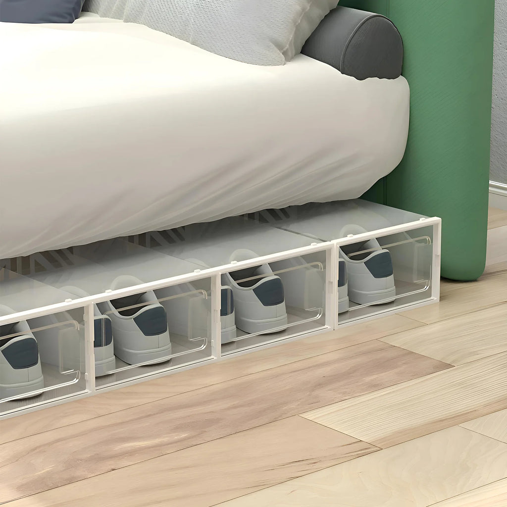 20 Pcs Shoe Storage Box Transparent PP Plastic Shoe Cabinet Moisture & Dust Proof Modern Organizer Black/White