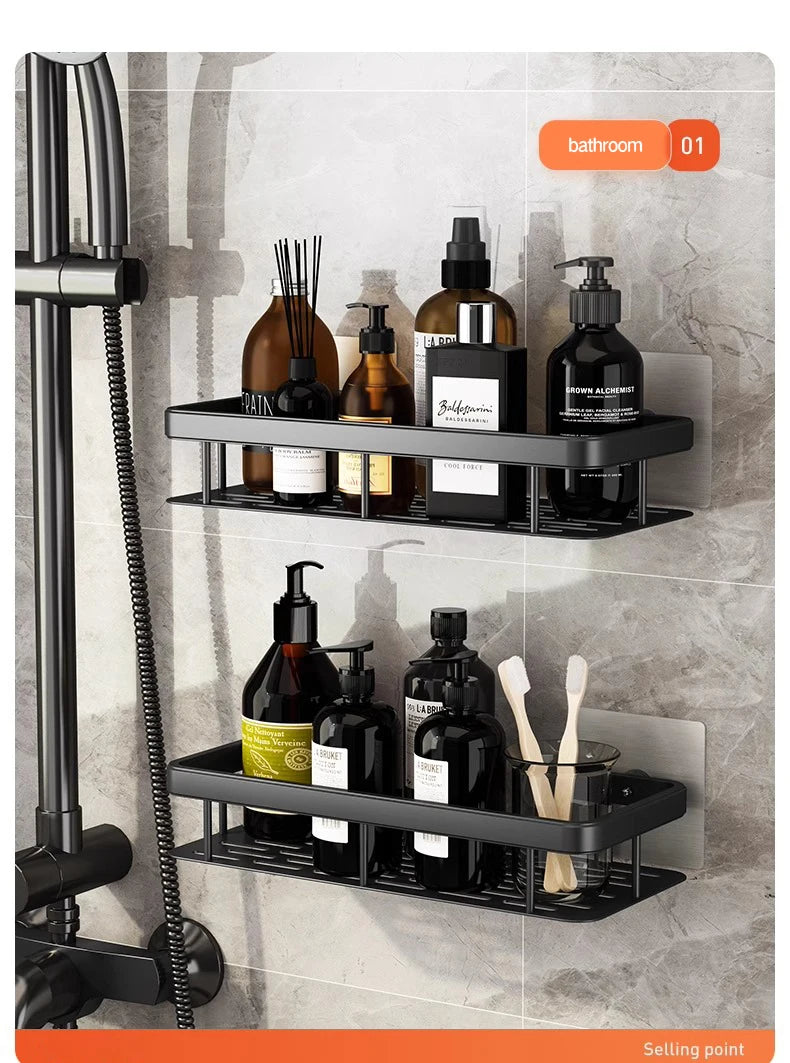 Bathroom Storage Rack Stainless Steel Anti Rust Storage Shower Rack Suction Cup Storage Rack Household Storage Appliances