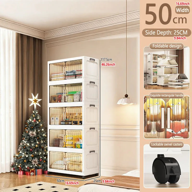 Foldable Plastic Storage Cabinet For Baby Clothes Multi Layered Closet