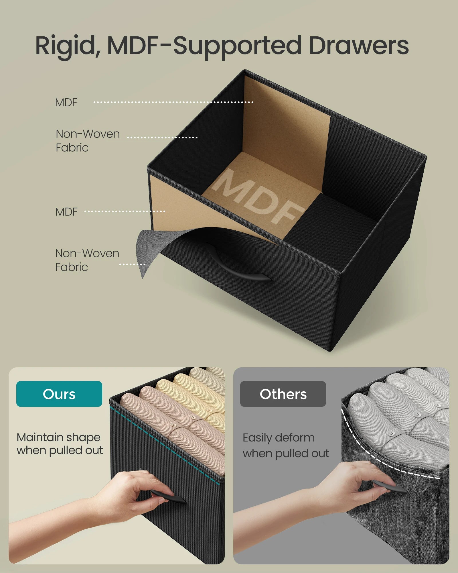 SONGMICS Dresser for Bedroom, Chest of Drawers, TV Stand, Steel, MDF, 6 Non-Woven Fabric Drawers, Storage Organizer Unit, Closet