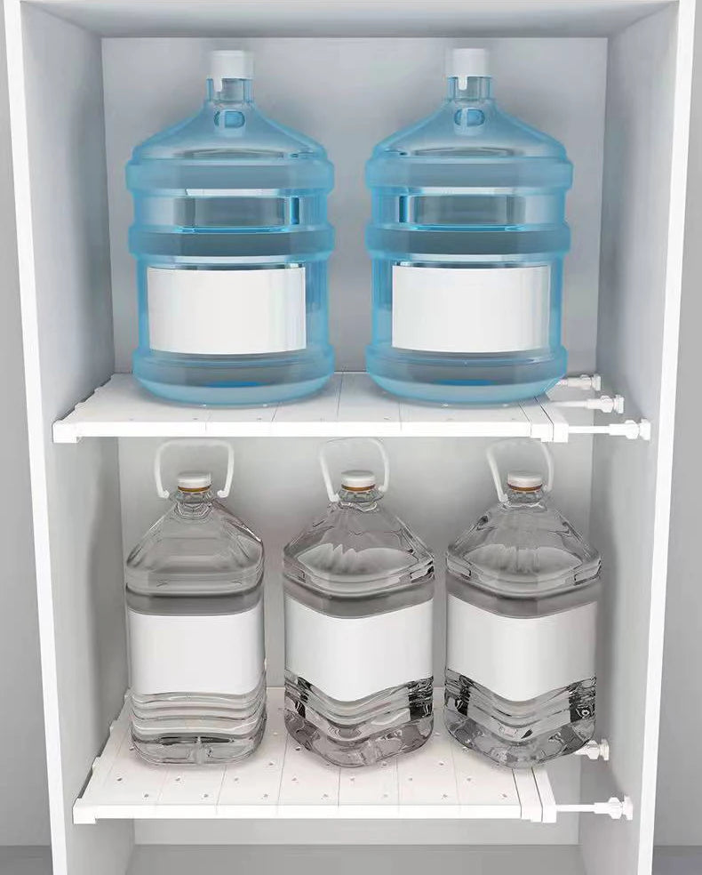 Large Size Adjustable Closet Organizer Kitchen Storage Shelf Retractable Wardrobe Storage Tiered Partition Rack Bathroom Holder